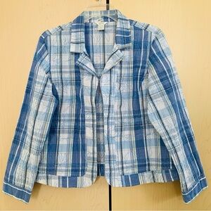 Christopher & Banks Womens Embroidered Long Sleeve Open Front Jacket Blue Size L